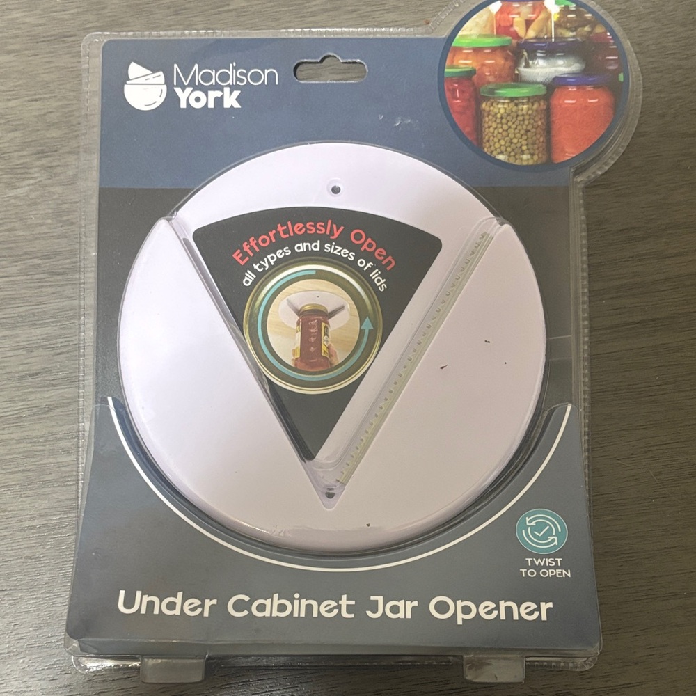 White Under Cabinet Jar Opener brand new never opened Madison York fits any size